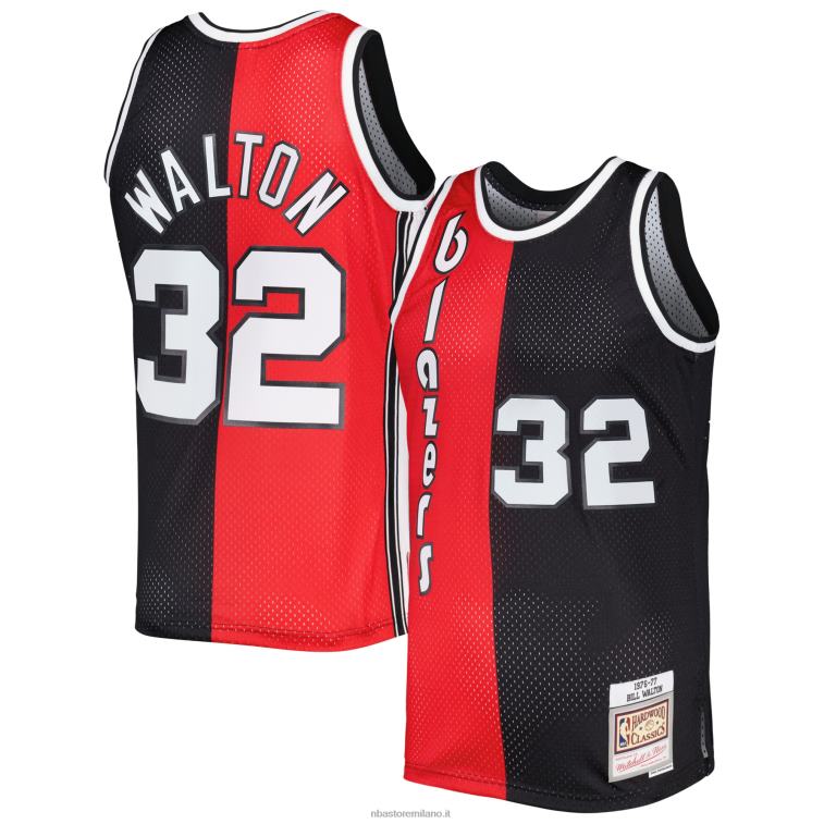 NBA 00F2L3608 portland trail blazer bill walton rosso/nero hardwood classics 1976-77 maglia swingman divisa