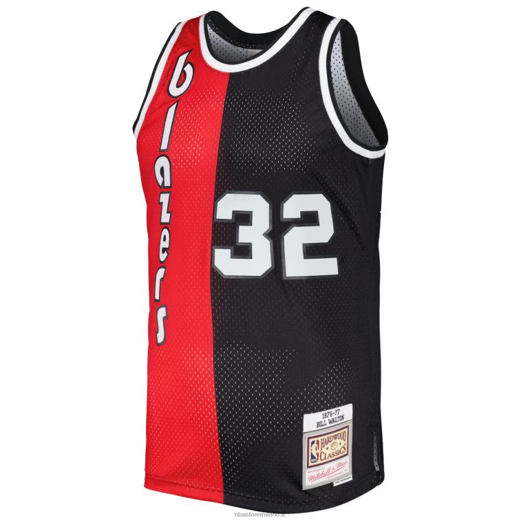 NBA 00F2L3608 portland trail blazer bill walton rosso/nero hardwood classics 1976-77 maglia swingman divisa