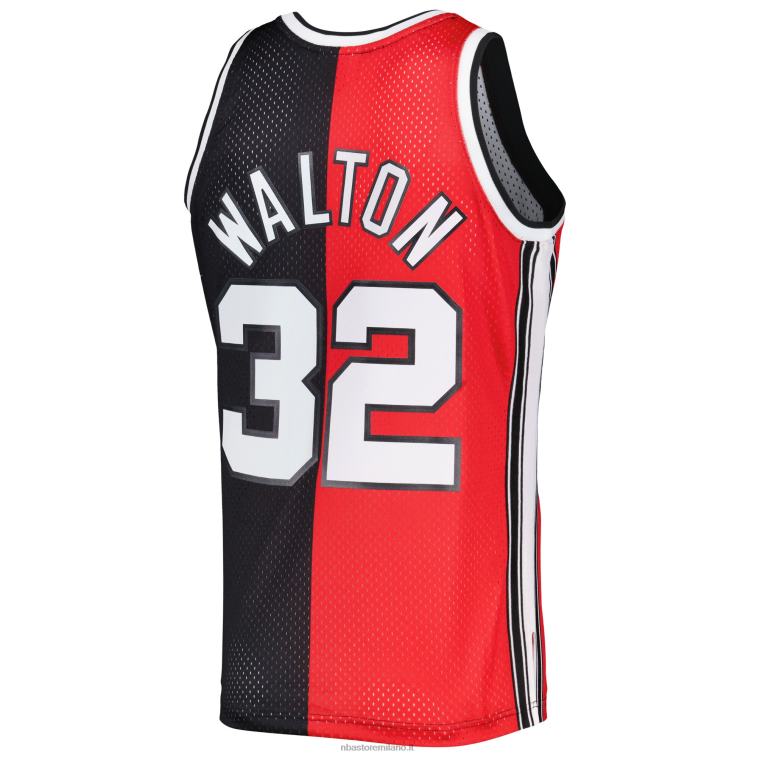 NBA 00F2L3608 portland trail blazer bill walton rosso/nero hardwood classics 1976-77 maglia swingman divisa