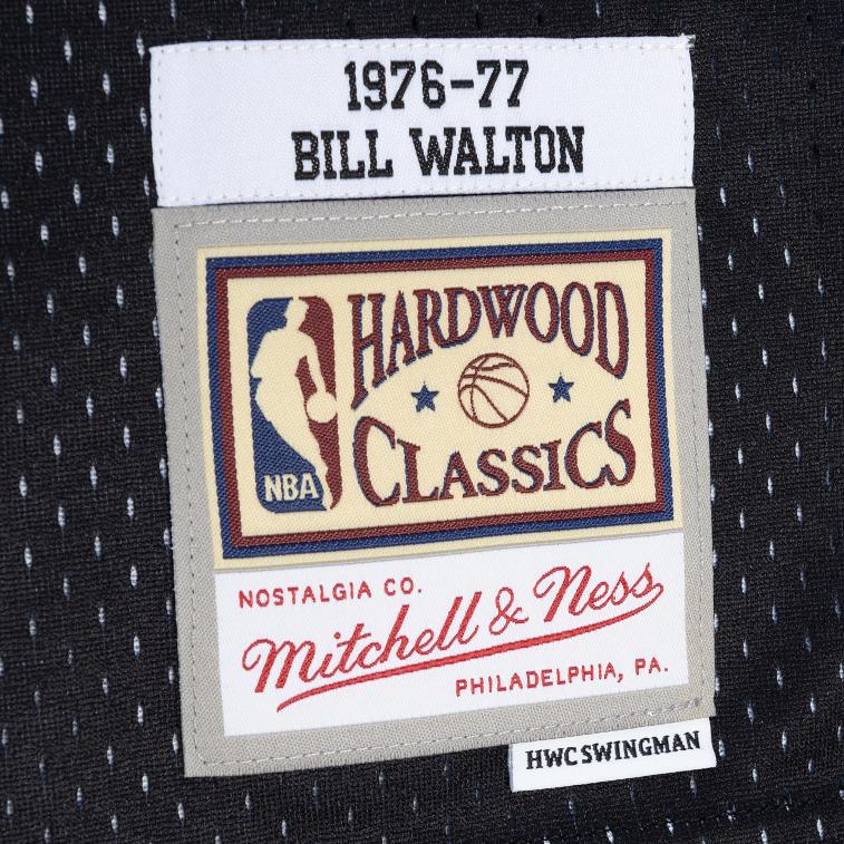 NBA 00F2L3608 portland trail blazer bill walton rosso/nero hardwood classics 1976-77 maglia swingman divisa