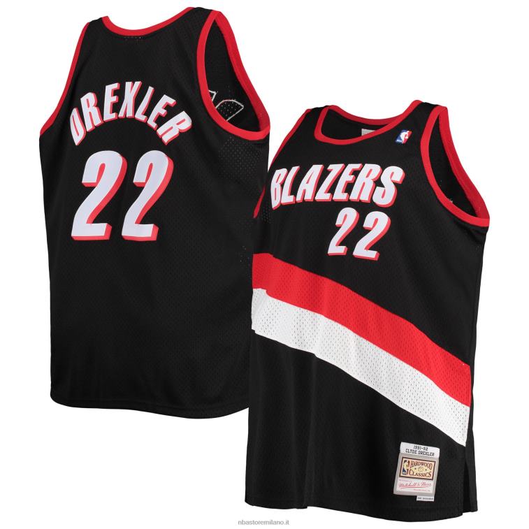 NBA 00F2L3859 portland trail blazers clyde drexler black big & tall hardwood classici maglia swingman
