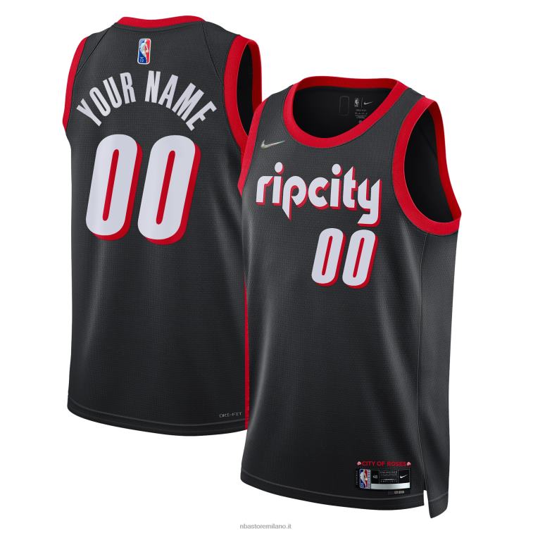 NBA 00F2L391 portland trail blazer nike maglia nera swingman personalizzata