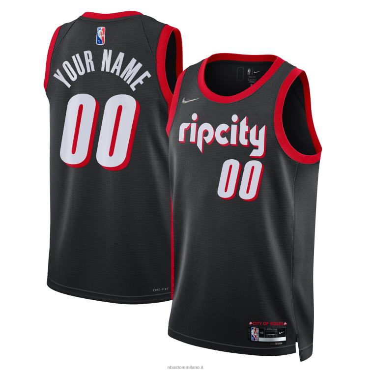 NBA 00F2L391 portland trail blazer nike maglia nera swingman personalizzata