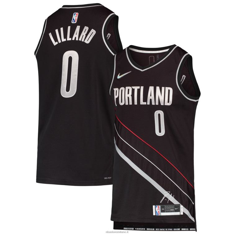 NBA 00F2L4381 portland trail blazers damian lillard black select series rookie of the year maglia della squadra swingman