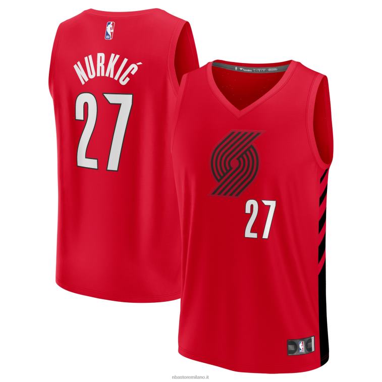 NBA 00F2L4605 portland trail blazers jusuf nurkic maglia fast break rossa