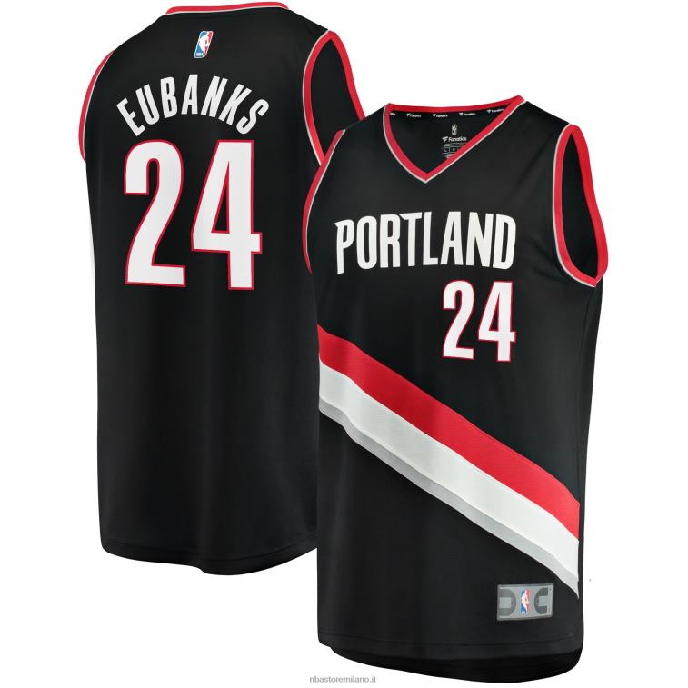 NBA 00F2L4906 portland trail blazers ha disegnato eubanks maglia nera replica giocatore fast break - icona