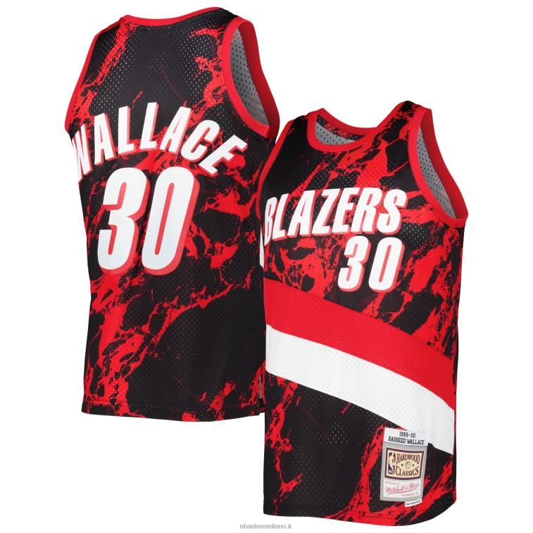 NBA 00F2L4963 portland trail blazers rasheed wallace black 1999-00 hardwood classics jersey swingman in marmo