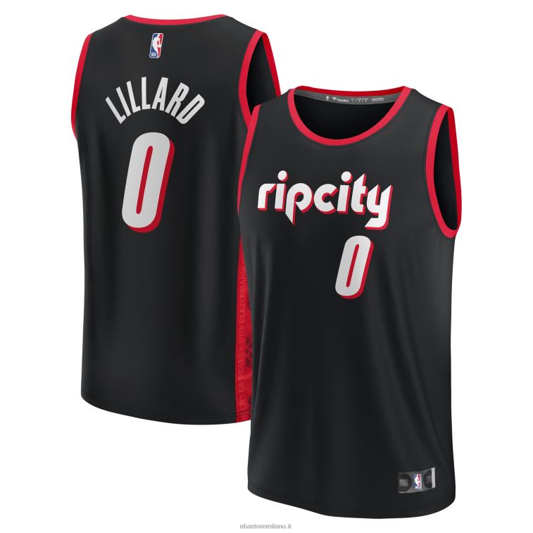 NBA 00F2L5619 portland trail blazers damian lillard maglia replica fast break nera