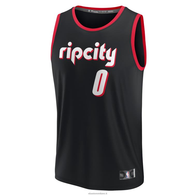 NBA 00F2L5619 portland trail blazers damian lillard maglia replica fast break nera