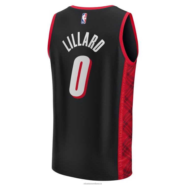 NBA 00F2L5619 portland trail blazers damian lillard maglia replica fast break nera