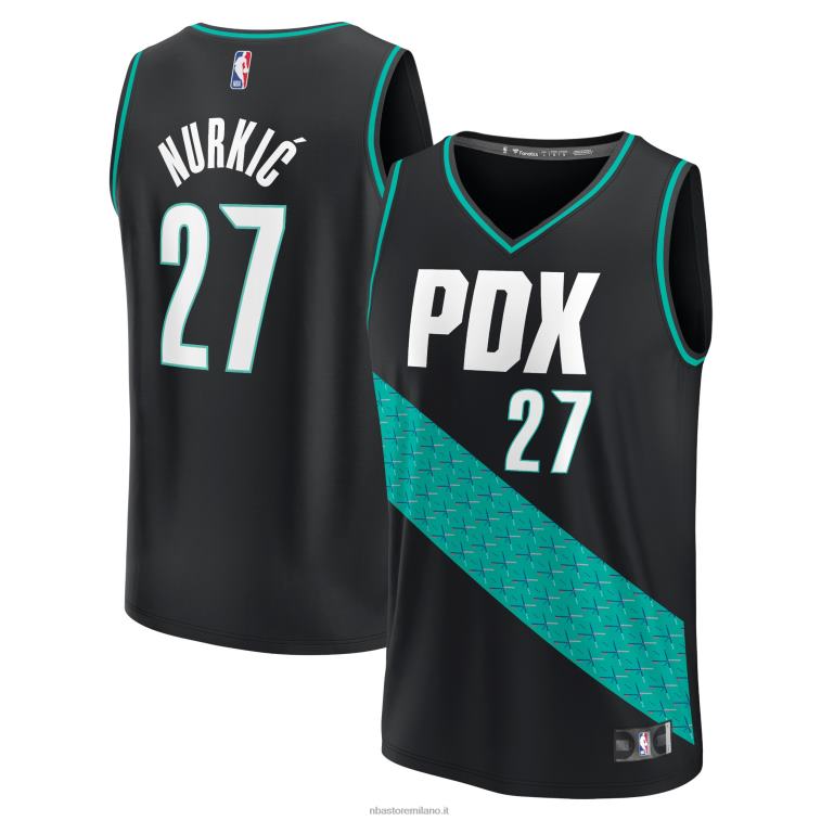 NBA 00F2L7120 portland trail blazer jusuf nurkic maglia fastbreak nera