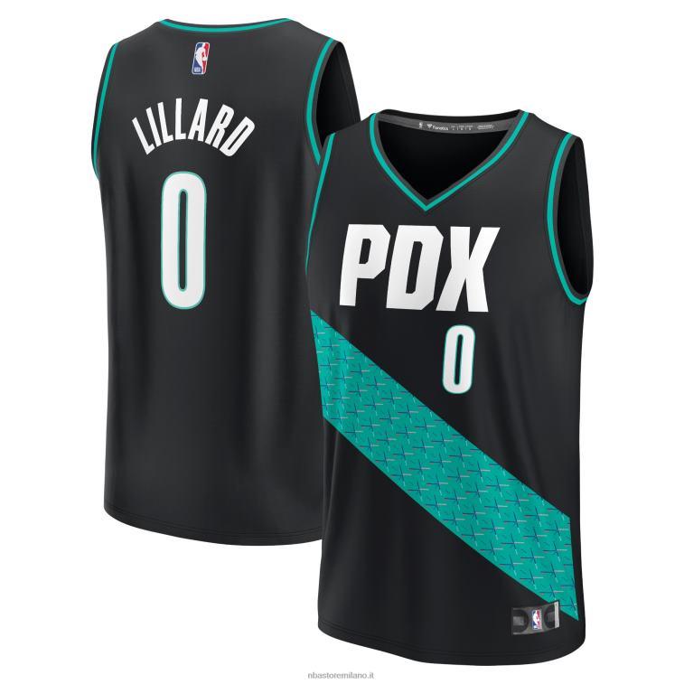 NBA 00F2L74 portland trail blazer damian lillard maglia fastbreak nera
