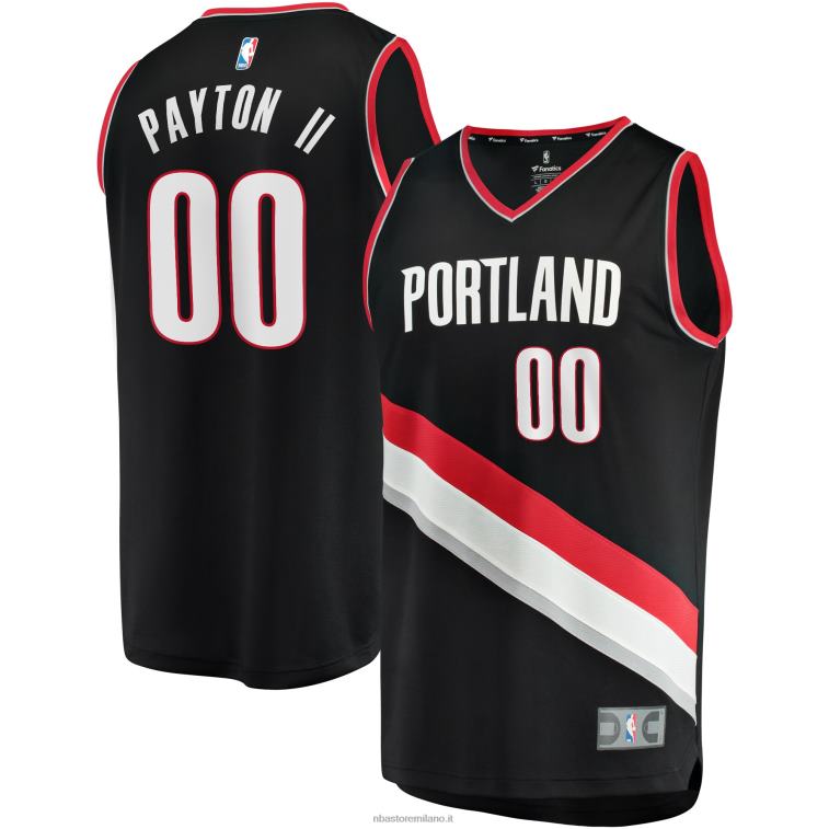 NBA 00F2L8733 portland trail blazer gary payton ii maglia replica fast break nera