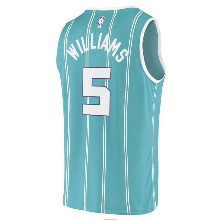 NBA 00F2L1298 charlotte hornets mark williams teal draft primo round pick maglia giocatore replica fast break