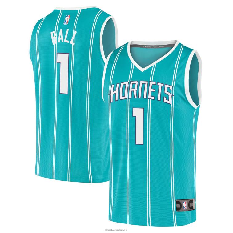 NBA 00F2L1855 charlotte hornets lamelo palla verde acqua maglia replica fast break