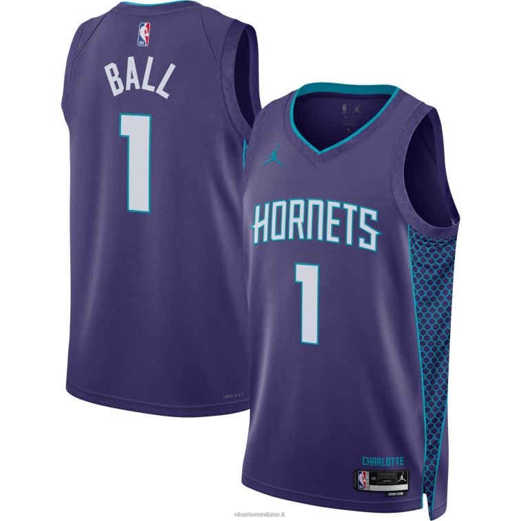 NBA 00F2L2039 charlotte hornets lamelo palla jordan marca maglia swingman viola