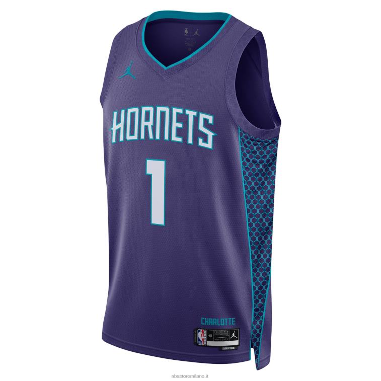 NBA 00F2L2039 charlotte hornets lamelo palla jordan marca maglia swingman viola