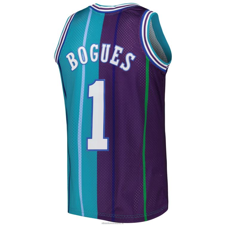 NBA 00F2L2246 charlotte hornets muggsy bogues teal/viola hardwood classici 199split maglia swingman