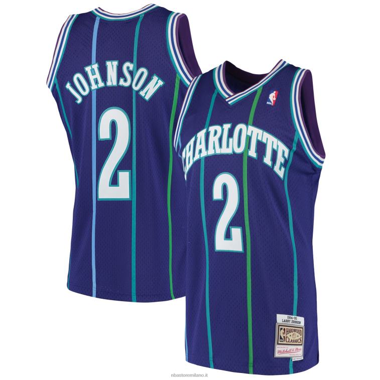 NBA 00F2L3179 charlotte hornets larry johnson mitchell & ness viola 199hardwood classici swingman maglia