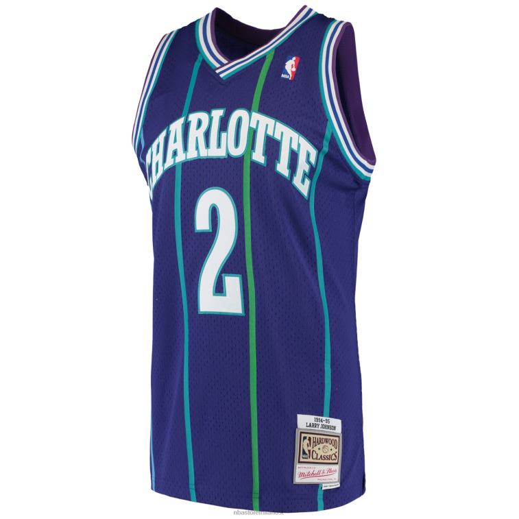 NBA 00F2L3179 charlotte hornets larry johnson mitchell & ness viola 199hardwood classici swingman maglia