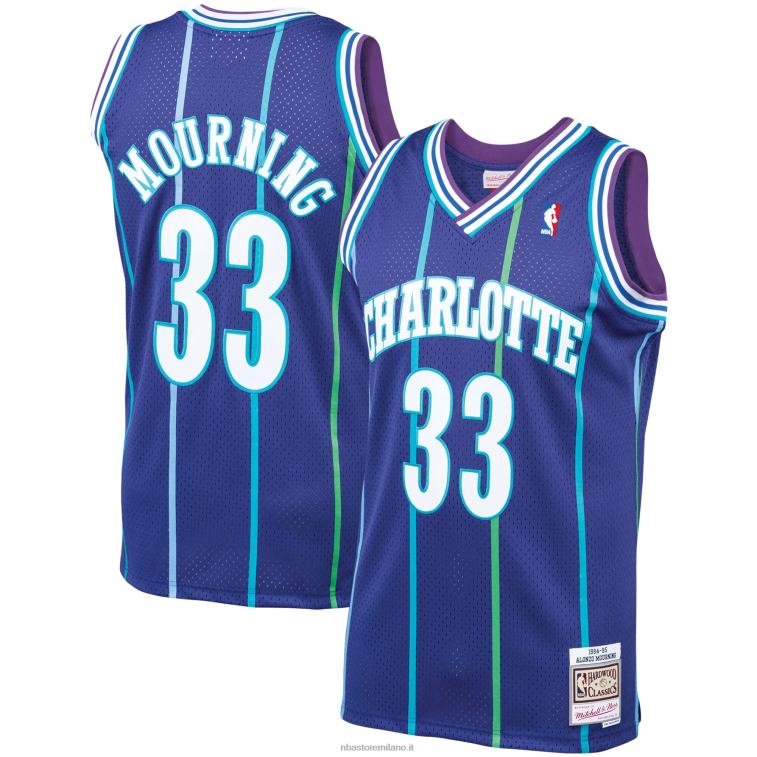 NBA 00F2L4474 charlotte hornets alonzo lutto mitchell & ness maglia swingman classici in legno duro viola