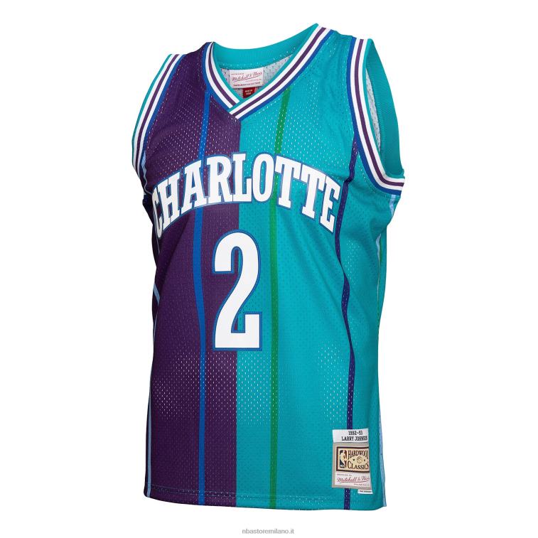 NBA 00F2L5746 charlotte hornets larry johnson teal/viola hardwood classics 199split maglia swingman