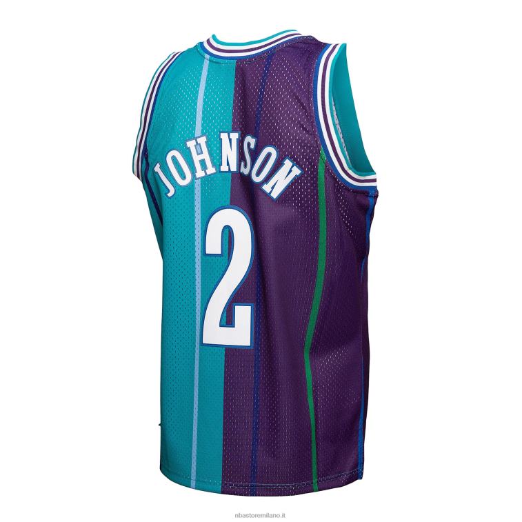 NBA 00F2L5746 charlotte hornets larry johnson teal/viola hardwood classics 199split maglia swingman