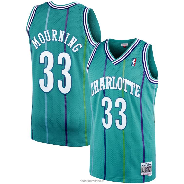 NBA 00F2L6986 charlotte hornets alonzo lutto teal 199hardwood classics maglia da giocatore swingman