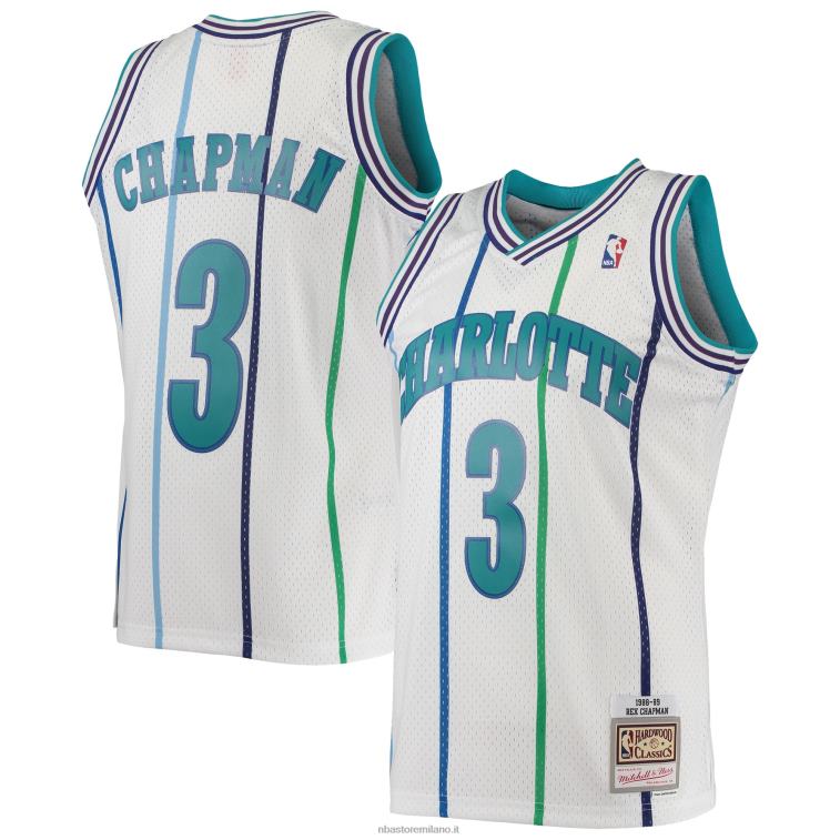 NBA 00F2L7597 charlotte hornets rex chapman maglia swingman mitchell & ness bianco 1988-89 hardwood classics