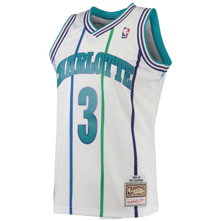 NBA 00F2L7597 charlotte hornets rex chapman maglia swingman mitchell & ness bianco 1988-89 hardwood classics