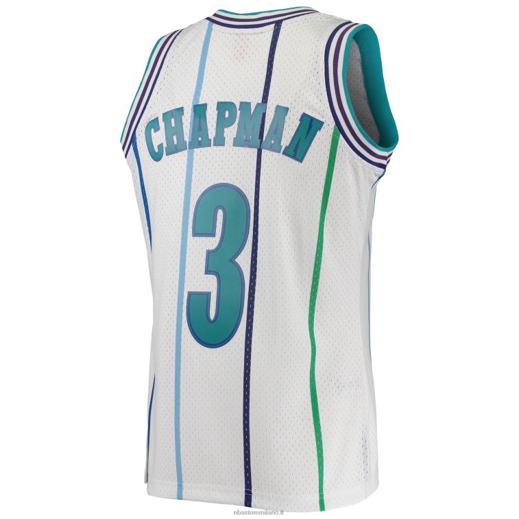 NBA 00F2L7597 charlotte hornets rex chapman maglia swingman mitchell & ness bianco 1988-89 hardwood classics