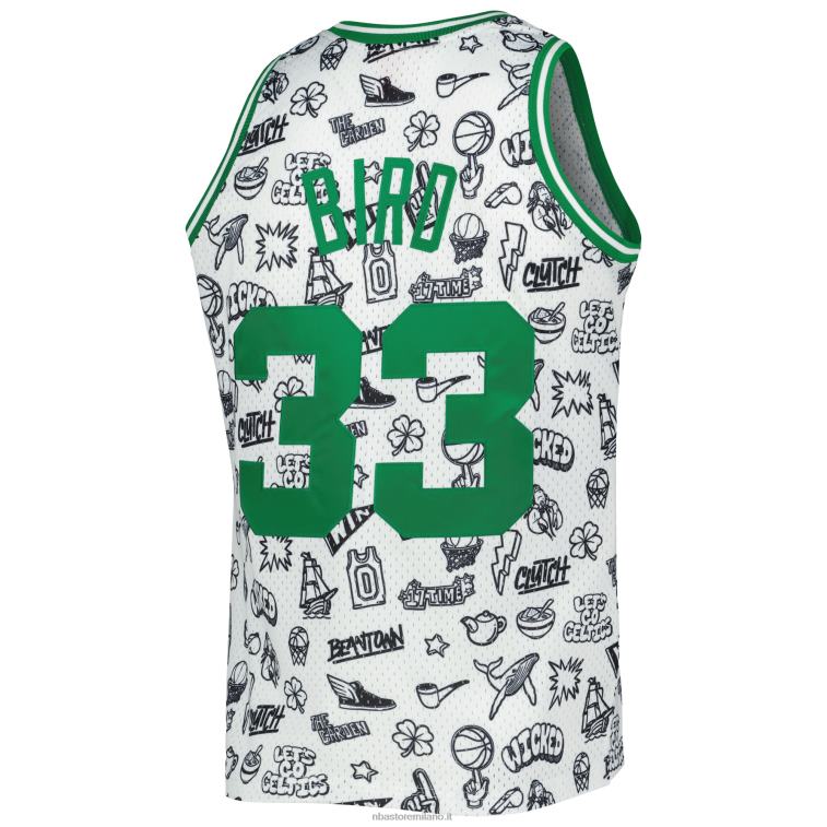 NBA 00F2L1045 Boston Celtics Larry Bird Mitchell & Ness White Hardwood Classics Doodle Swingman Jersey