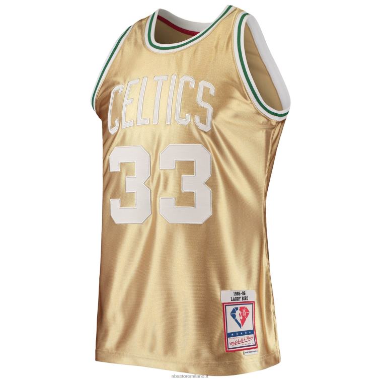 NBA 00F2L1184 maglia swingman dei Boston Celtics Larry Bird Gold Mitchell & Ness 75th Anniversary Hardwood Classics