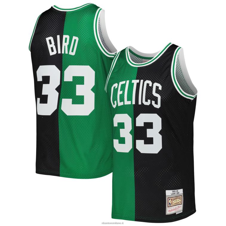 NBA 00F2L130 Boston Celtics Larry Bird Mitchell & Ness Black/Kelly Green Hardwood Classics Split Swingman Jersey