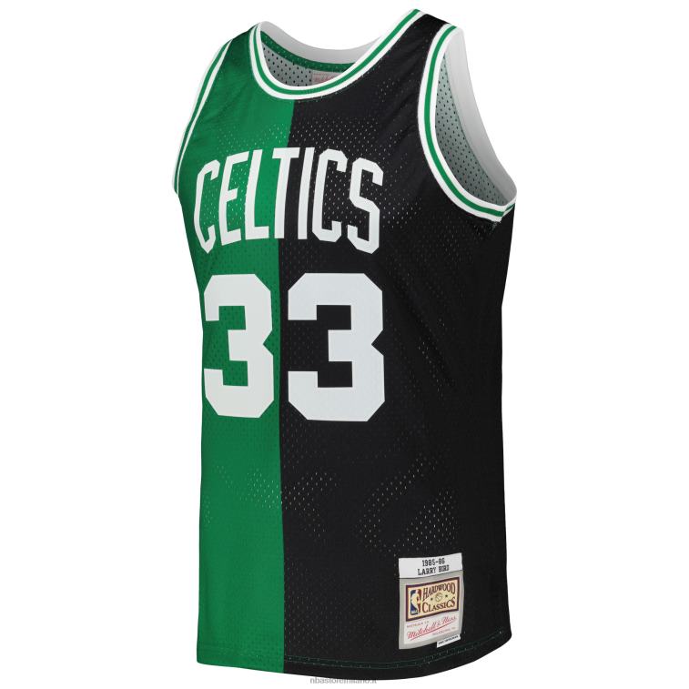 NBA 00F2L130 Boston Celtics Larry Bird Mitchell & Ness Black/Kelly Green Hardwood Classics Split Swingman Jersey