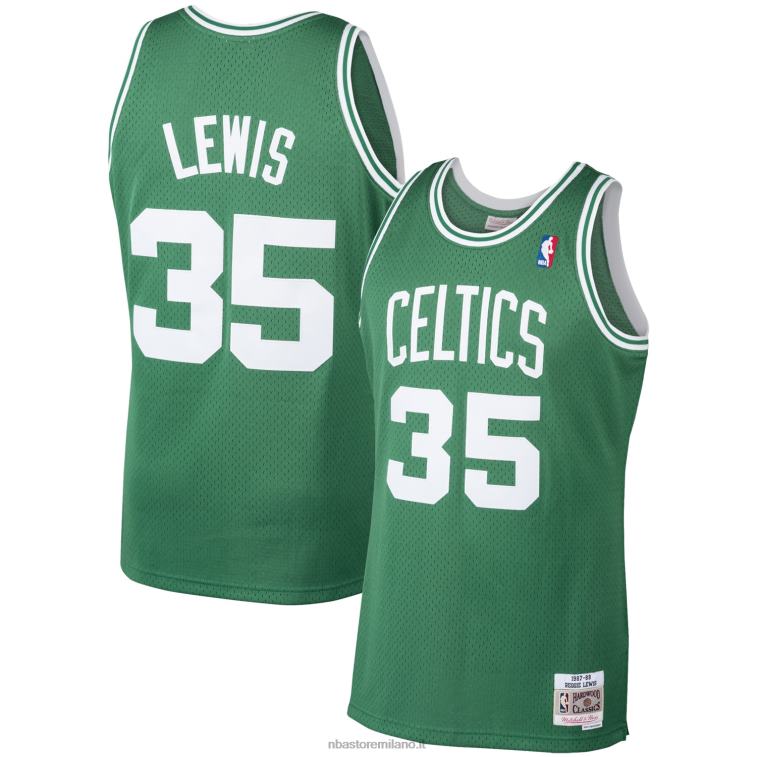 NBA 00F2L1675 boston celtics reggie lewis mitchell & ness kelly green hardwood classici swingman giocatore maglia
