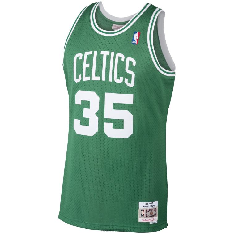 NBA 00F2L1675 boston celtics reggie lewis mitchell & ness kelly green hardwood classici swingman giocatore maglia