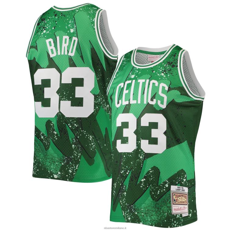 NBA 00F2L1726 boston celtics larry bird mitchell & ness kelly green hardwood classici hyper hoops maglia swingman