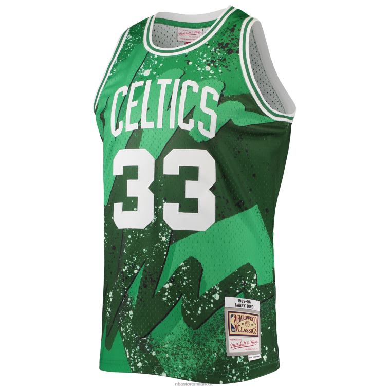 NBA 00F2L1726 boston celtics larry bird mitchell & ness kelly green hardwood classici hyper hoops maglia swingman