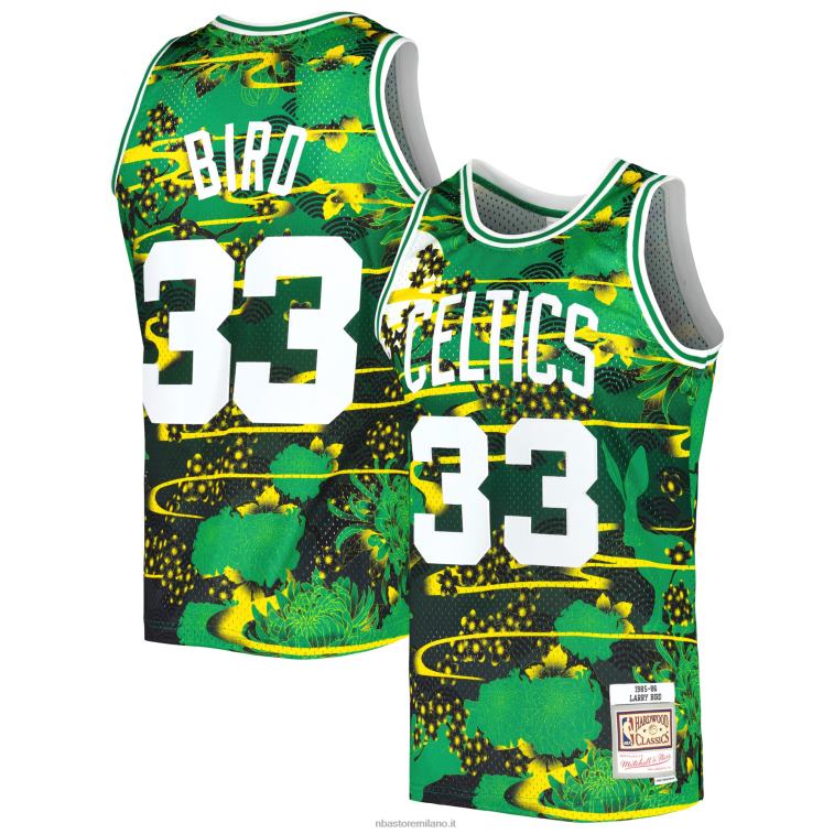 NBA 00F2L223 boston celtics larry bird kelly green hardwood classici maglia swingman capodanno lunare