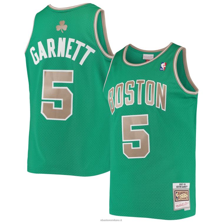 NBA 00F2L2450 boston celtics kevin garnett mitchell & ness kelly green hardwood classici maglia swingman