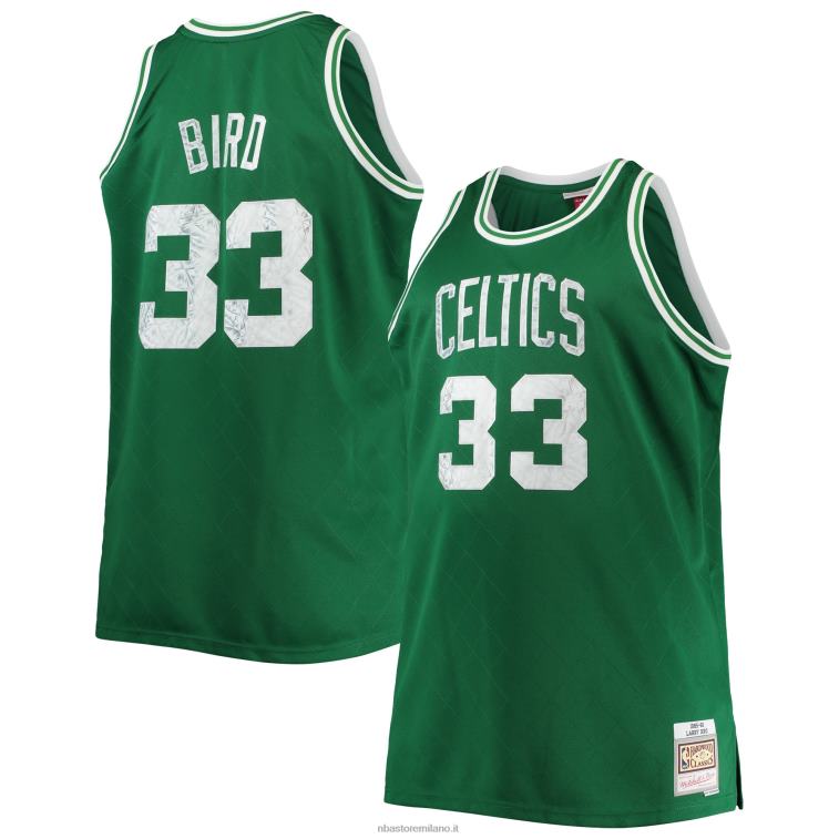 NBA 00F2L2919 boston celtics larry bird kelly green big & tall maglia swingman diamante 75° anniversario