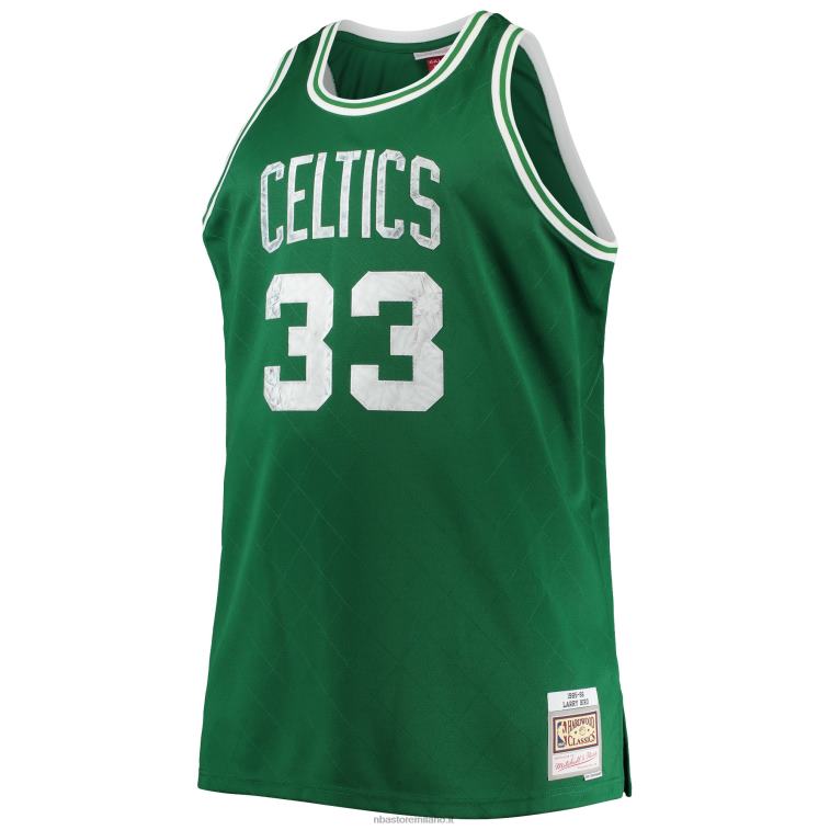 NBA 00F2L2919 boston celtics larry bird kelly green big & tall maglia swingman diamante 75° anniversario
