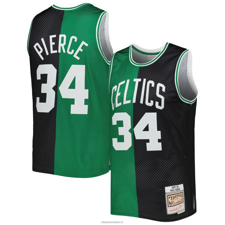 NBA 00F2L373 boston celtics paul pierce mitchell & ness black/kelly green hardwood classics split maglia swingman