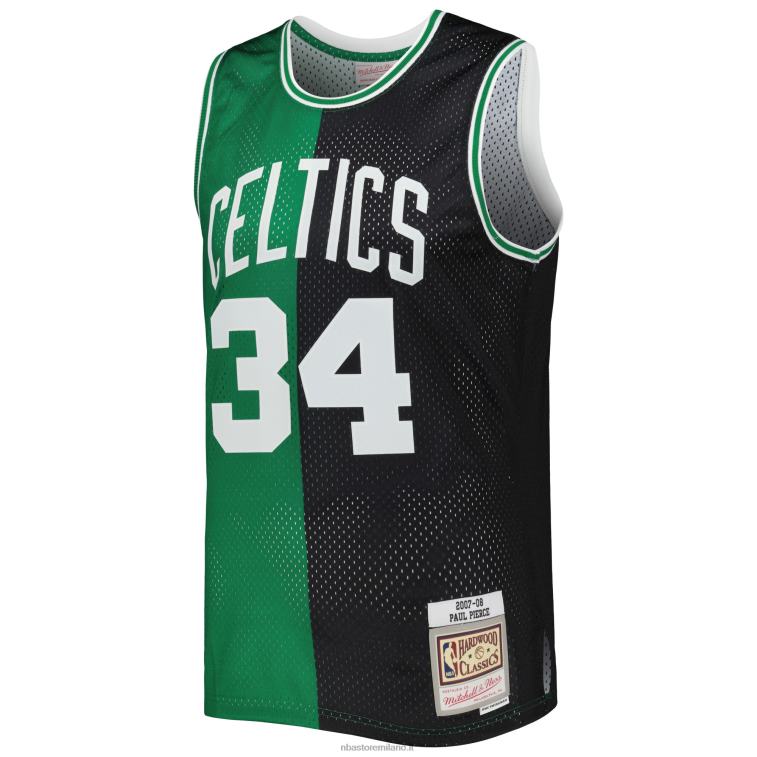 NBA 00F2L373 boston celtics paul pierce mitchell & ness black/kelly green hardwood classics split maglia swingman