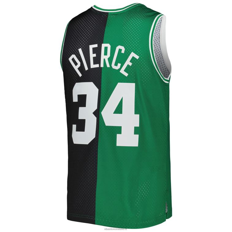 NBA 00F2L373 boston celtics paul pierce mitchell & ness black/kelly green hardwood classics split maglia swingman