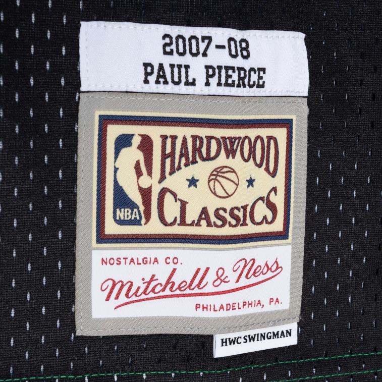 NBA 00F2L373 boston celtics paul pierce mitchell & ness black/kelly green hardwood classics split maglia swingman