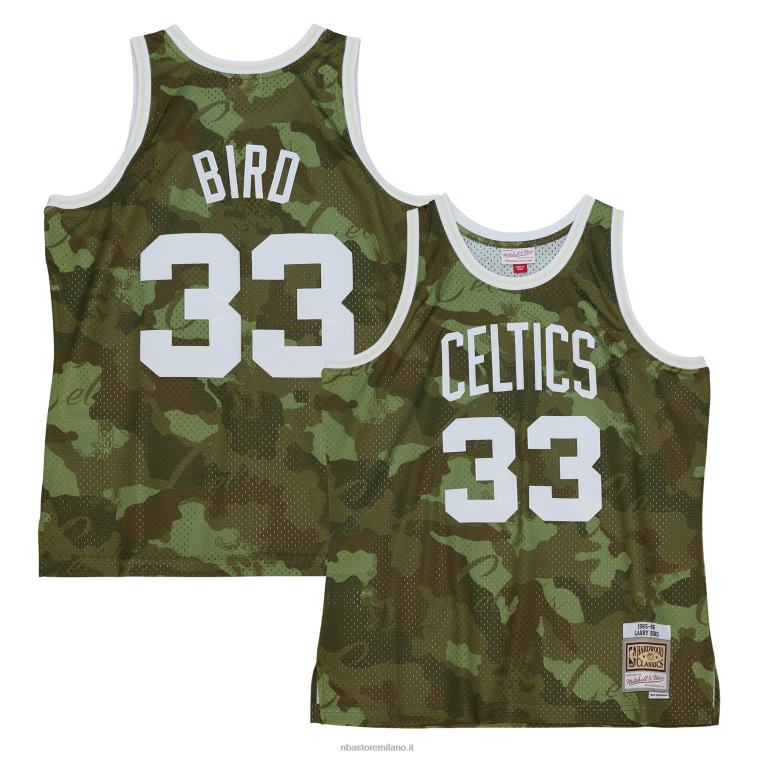 NBA 00F2L4426 Boston Celtics Larry Bird Mitchell & Ness Camo Hardwood Classics Maglia Swingman Verde Fantasma