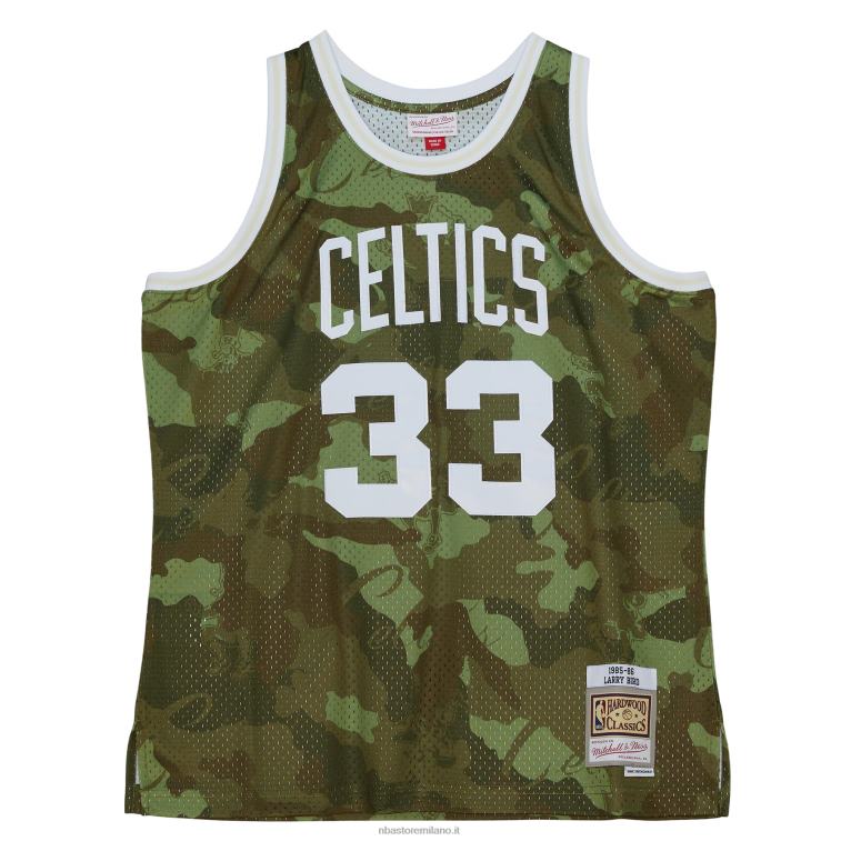 NBA 00F2L4426 Boston Celtics Larry Bird Mitchell & Ness Camo Hardwood Classics Maglia Swingman Verde Fantasma