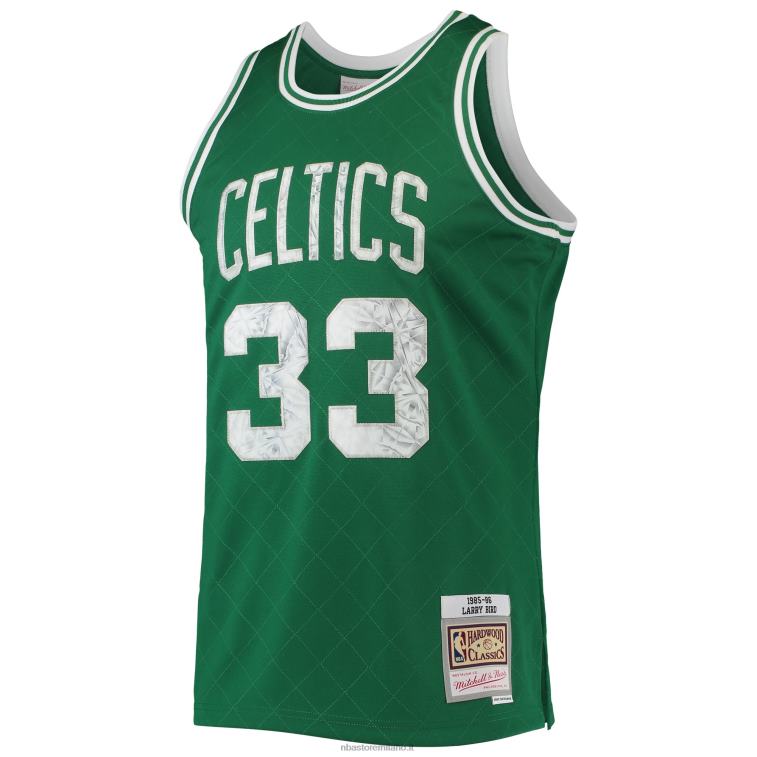 NBA 00F2L5611 Boston Celtics Larry Bird Kelly Green Hardwood Classics 75th Anniversary Diamond Swingman Jersey